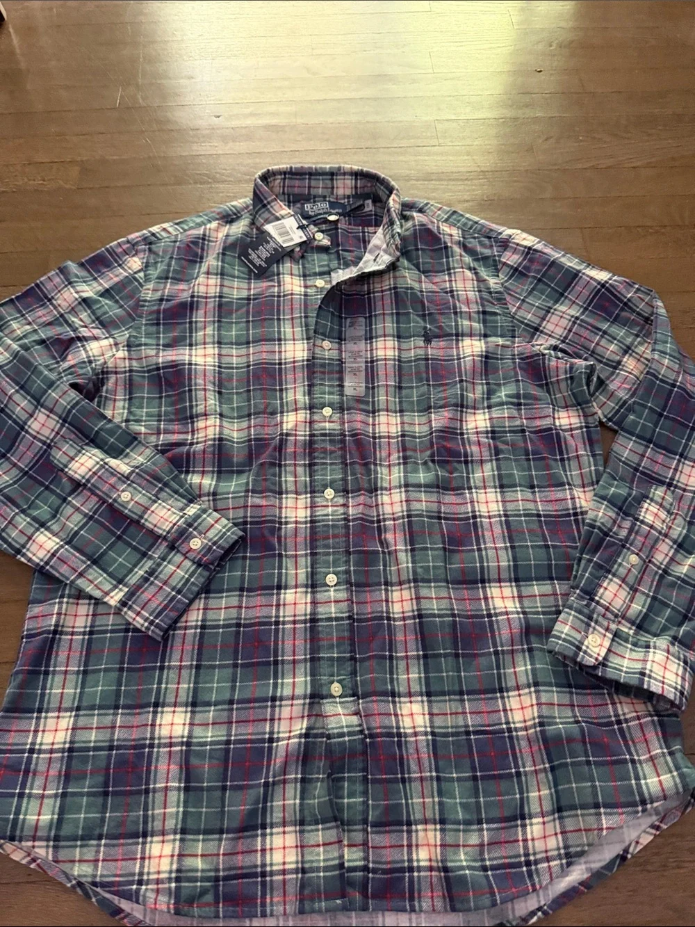 Polo by Ralph Lauren Green and Blue Plaid Button-Down Shirt